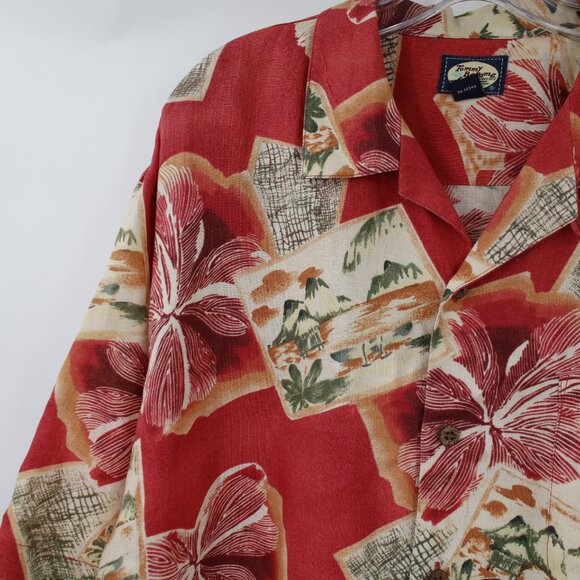 Tommy Bahama Hawaiian Shirt Mens Large Linen camp loop collar postcard floral - Picture 2 of 14